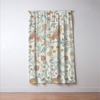 William Morris Newill Owl Art Indigo Saffron Vintage Pattern Window Curtain Gallery Image 3