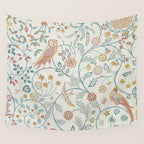William Morris Newill Owl Art Indigo Saffron Vintage Pattern Wall Tapestry Gallery Image 4