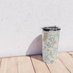 William Morris Newill Owl Art Indigo Saffron Vintage Pattern Travel Mug Gallery Image 4