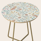 William Morris Newill Owl Art Indigo Saffron Vintage Pattern Side Table Gallery Image 2