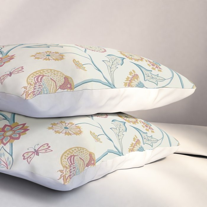 William Morris Newill Owl Art Indigo Saffron Vintage Pattern Pillow Sham Gallery Image 3