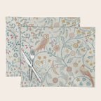 William Morris Newill Owl Art Indigo Saffron Vintage Pattern Placemat Gallery Image 1