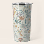 William Morris Newill Owl Art Indigo Saffron Vintage Pattern Travel Mug Gallery Image 1