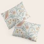 William Morris Newill Owl Art Indigo Saffron Vintage Pattern Pillow Sham Gallery Image 3
