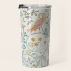William Morris Newill Owl Art Indigo Saffron Vintage Pattern Travel Mug Gallery Image 3