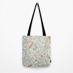 William Morris Newill Owl Art Indigo Saffron Vintage Pattern Tote Bag Gallery Image 2