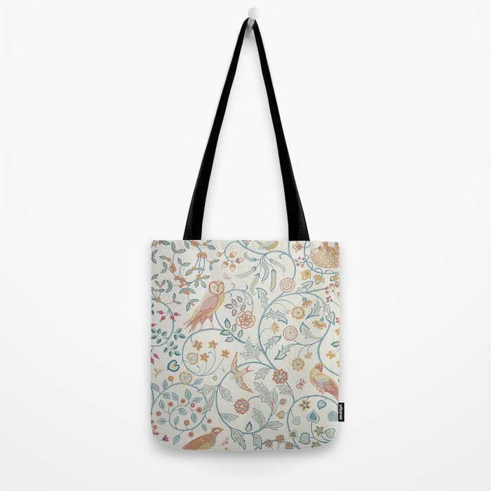 William Morris Newill Owl Art Indigo Saffron Vintage Pattern Tote Bag Gallery Image 2