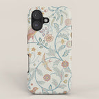 William Morris Newill Owl Art Indigo Saffron Vintage Pattern iPhone Case Gallery Image 1