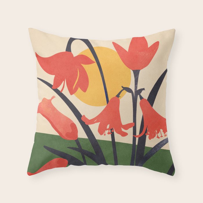Colorful Bloomscape 2 Throw Pillow Gallery Image 1