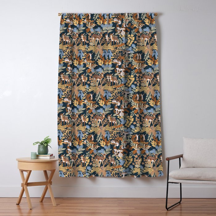 Colorful Dark Forest Animals B Window Curtain Gallery Image 1