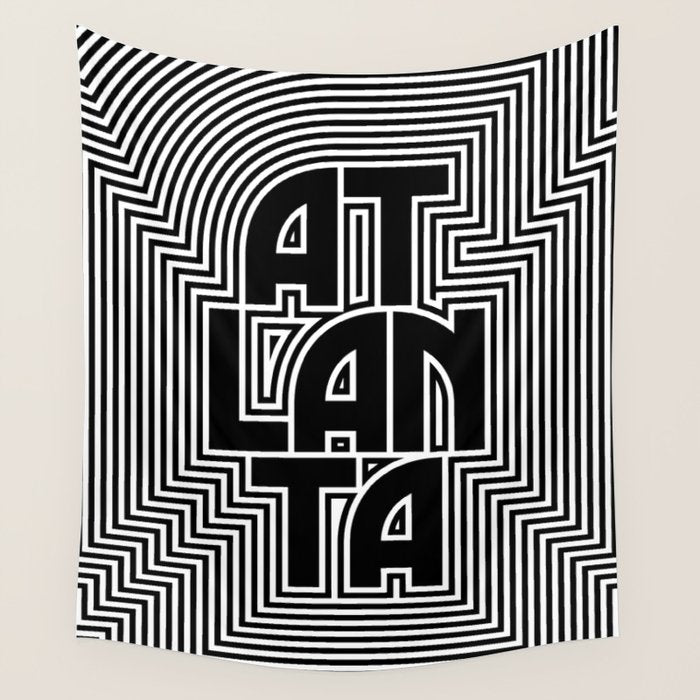 Atlanta City Text Pattern USA Wall Tapestry Gallery Image 1