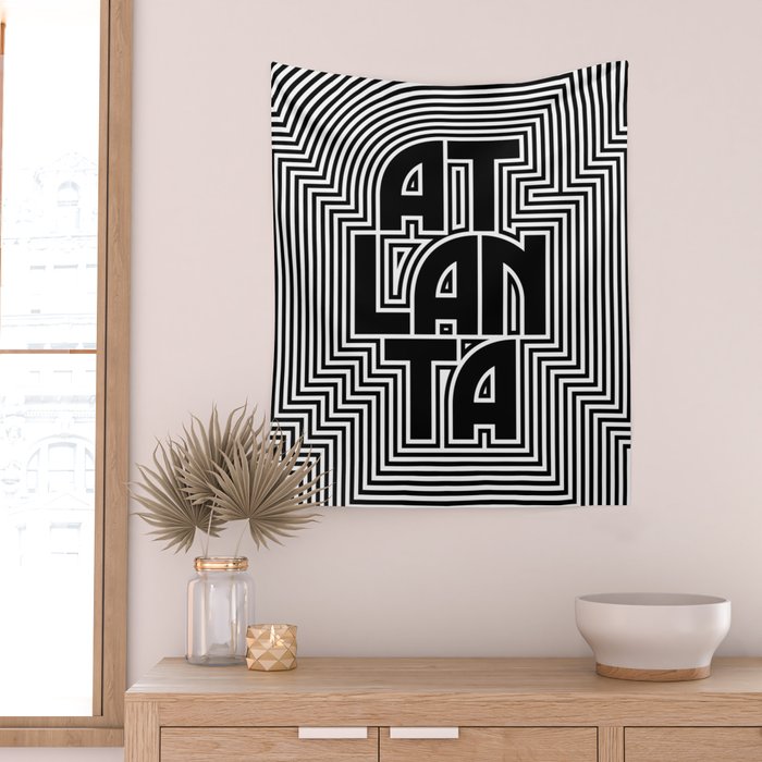 Atlanta City Text Pattern USA Wall Tapestry Gallery Image 2
