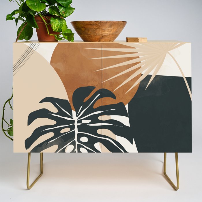Abstract Art Tropical Leaves 7 Credenza Gallery Image 1