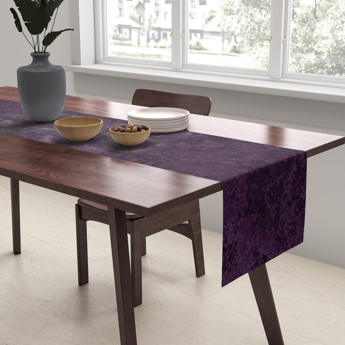 Rough And Tough Texture Fuchsia Purple Plum Blue Table Runner Gallery Image 2