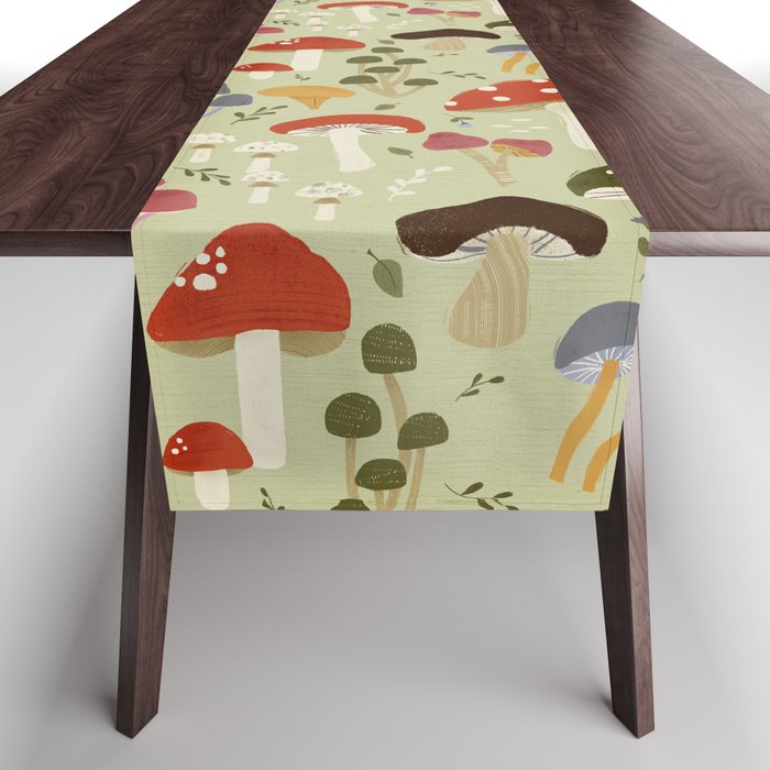 Whimsical Forest Mushrooms Pattern Table Runner Gallery Image 1