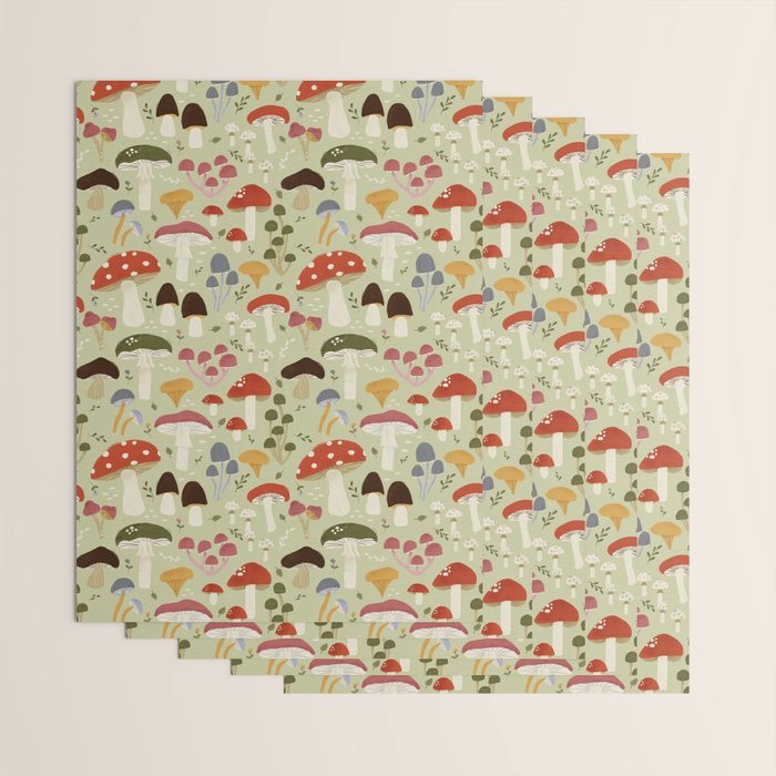 Whimsical Forest Mushrooms Pattern Wrapping Paper Gallery Image 3