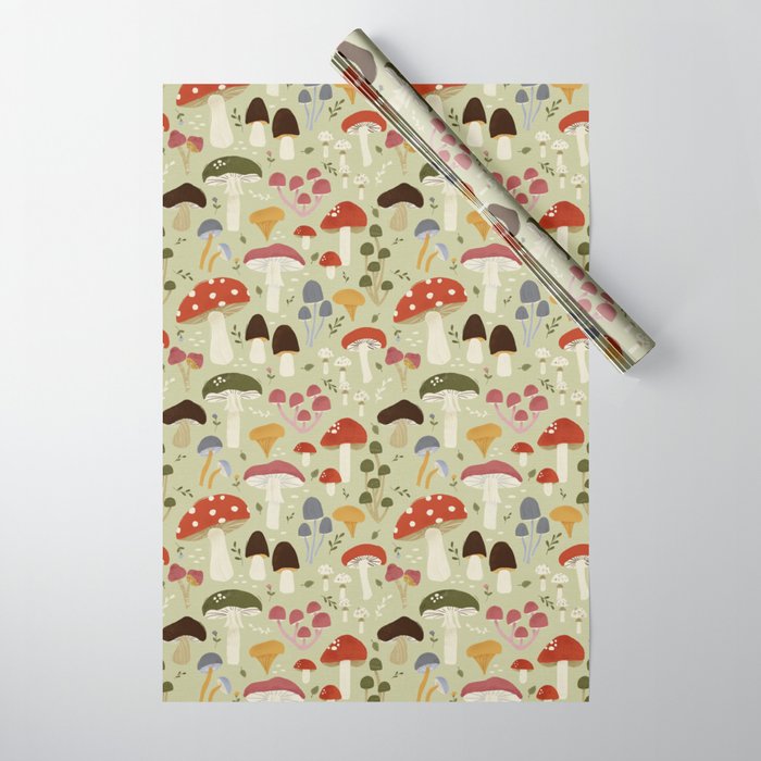 Whimsical Forest Mushrooms Pattern Wrapping Paper Gallery Image 1