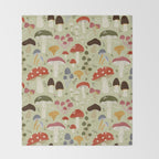 Whimsical Forest Mushrooms Pattern Throw Blanket Gallery Image 2