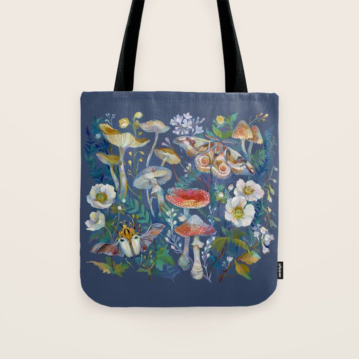 Goliath Beetle Mushroom Garden Tote Bag Gallery Image 1