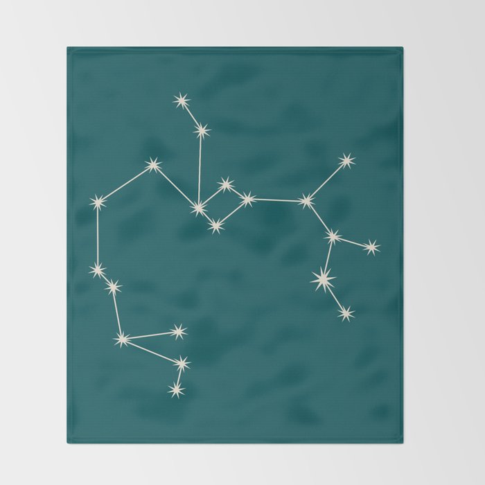 Sagittarius Zodiac Star Constellation Line Art Deep Teal Throw Blanket Gallery Image 2