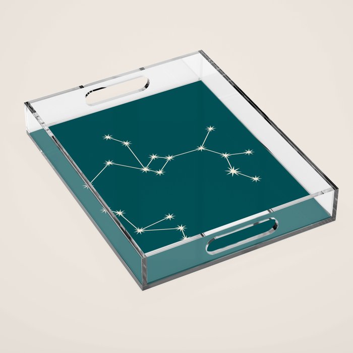 Sagittarius Zodiac Star Constellation Line Art Deep Teal Acrylic Tray Gallery Image 1