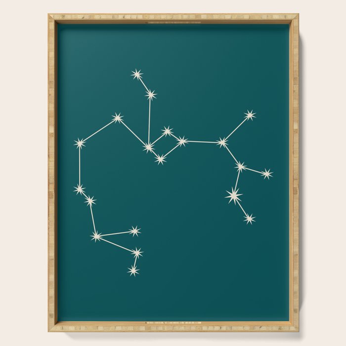Sagittarius Zodiac Star Constellation Line Art Deep Teal Serving Tray Gallery Image 1