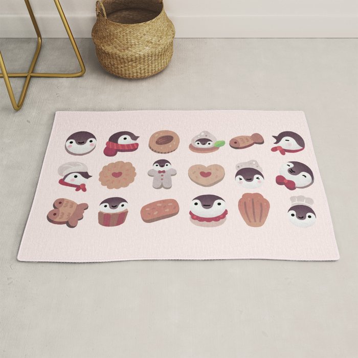 Cookie & cream & penguin - pink pattern Rug Gallery Image 1