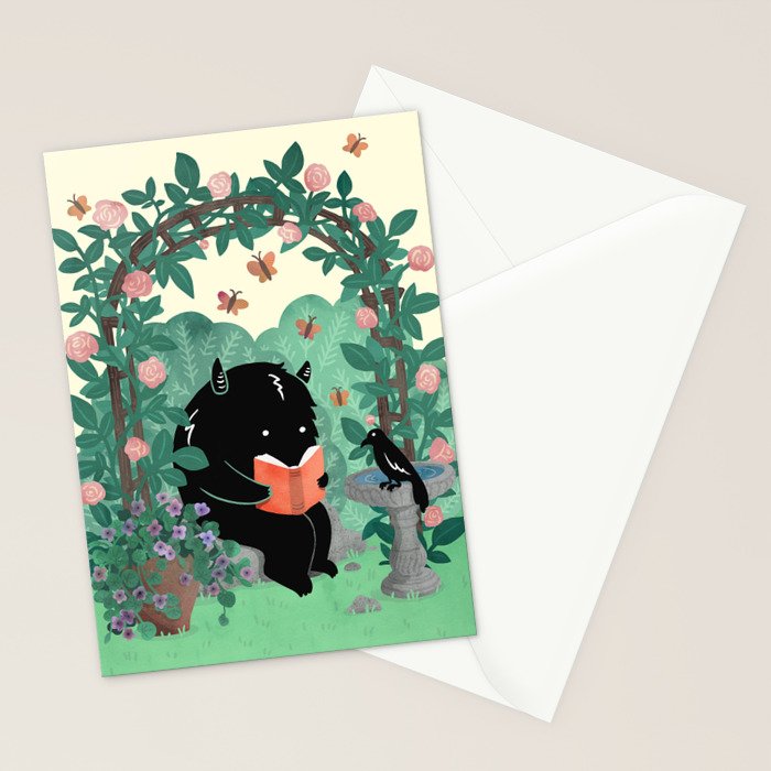 A Quiet Summer Spot (Monster Book Lover) Stationery Card Gallery Image 2