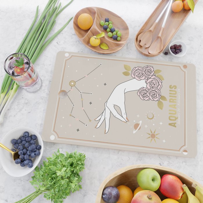 Aquarius Zodiac Sign Cutting Board Gallery Image 2