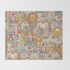 vintage gingerbread town Throw Blanket Gallery Image 2