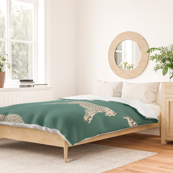 Leaping Cheetah Emerald Duvet Cover Gallery Image 2