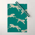 Leaping Cheetah Emerald Wrapping Paper Gallery Image 1