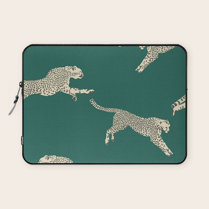 Leaping Cheetah Emerald Laptop Sleeve Gallery Image 1