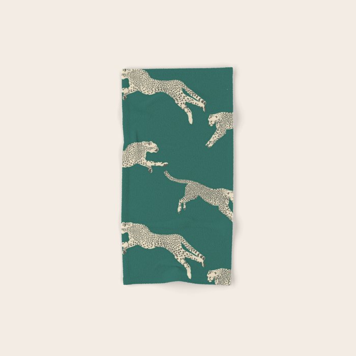 Leaping Cheetah Emerald Bath Towel Gallery Image 1