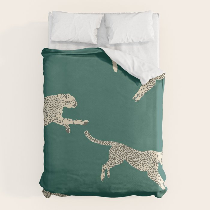 Leaping Cheetah Emerald Duvet Cover Gallery Image 6