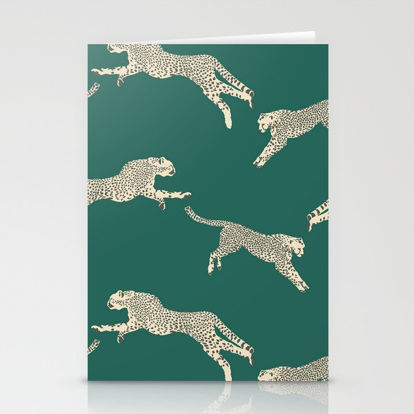 Leaping Cheetah Emerald Stationery Card Gallery Image 1