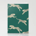 Leaping Cheetah Emerald Stationery Card Gallery Image 2