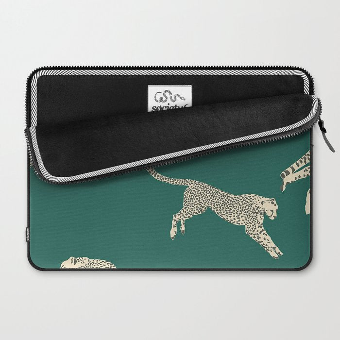 Leaping Cheetah Emerald Laptop Sleeve Gallery Image 2