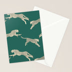 Leaping Cheetah Emerald Stationery Card Gallery Image 2