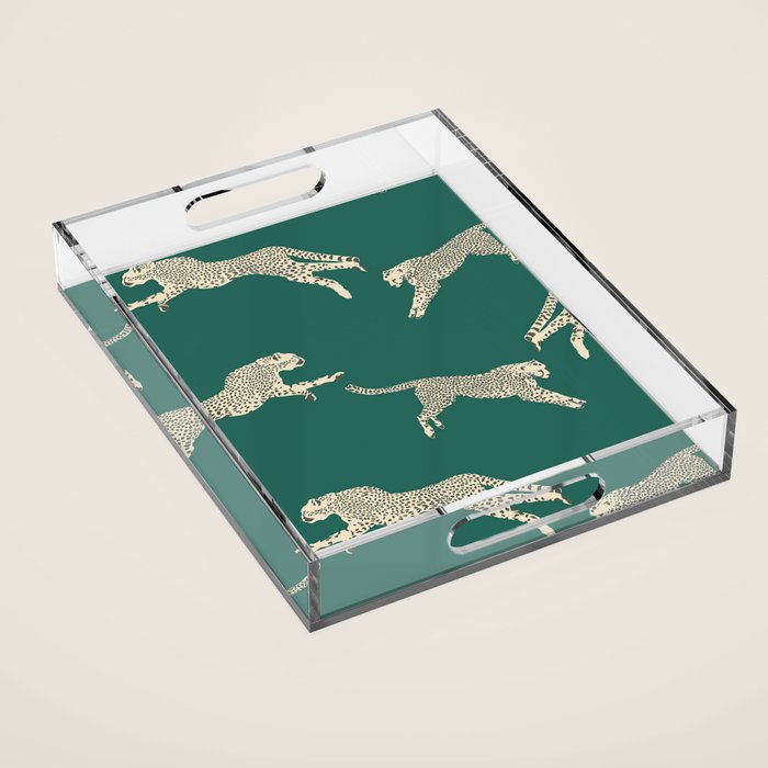 Leaping Cheetah Emerald Acrylic Tray Gallery Image 1