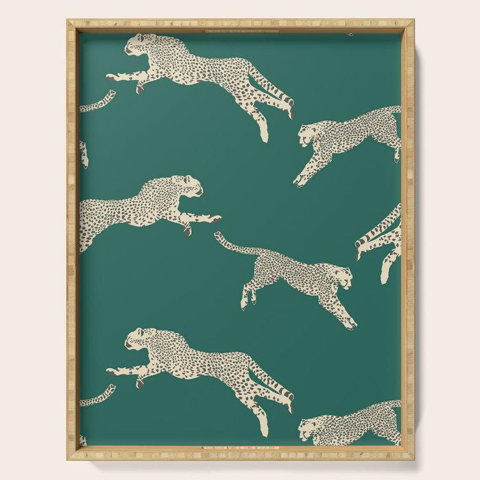 Leaping Cheetah Emerald Serving Tray Gallery Image 1