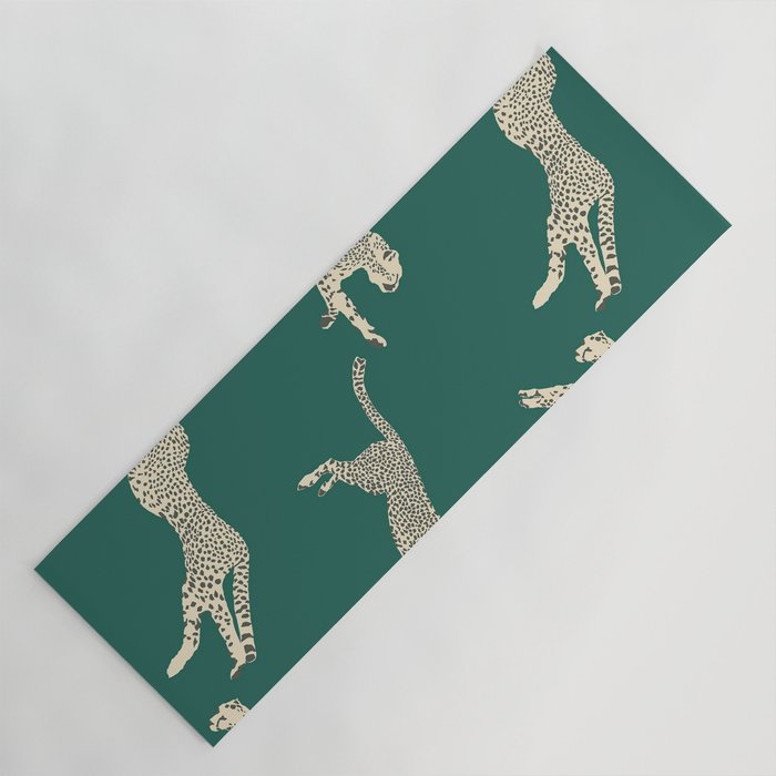 Leaping Cheetah Emerald Yoga Mat Gallery Image 1