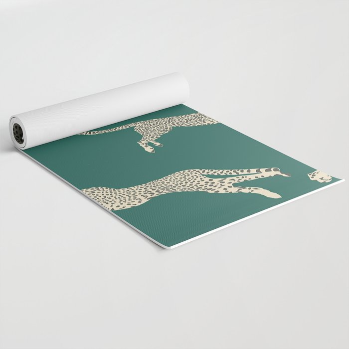 Leaping Cheetah Emerald Yoga Mat Gallery Image 2