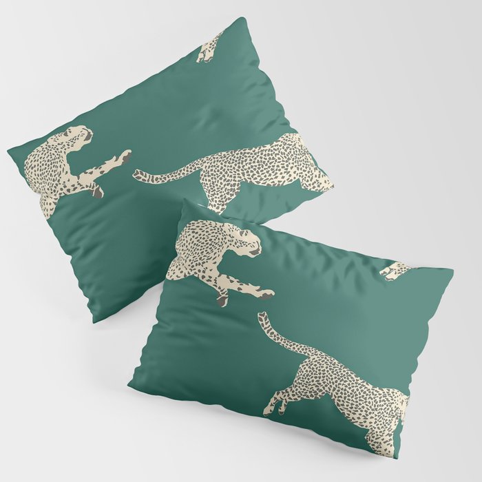 Leaping Cheetah Emerald Pillow Sham Gallery Image 3