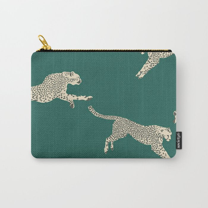 Leaping Cheetah Emerald Carry All Pouch Gallery Image 1