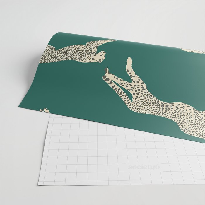 Leaping Cheetah Emerald Wrapping Paper Gallery Image 2