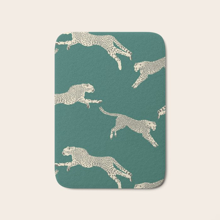 Leaping Cheetah Emerald Bath Mat Gallery Image 1