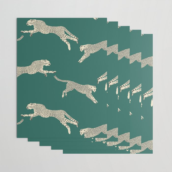Leaping Cheetah Emerald Wrapping Paper Gallery Image 3
