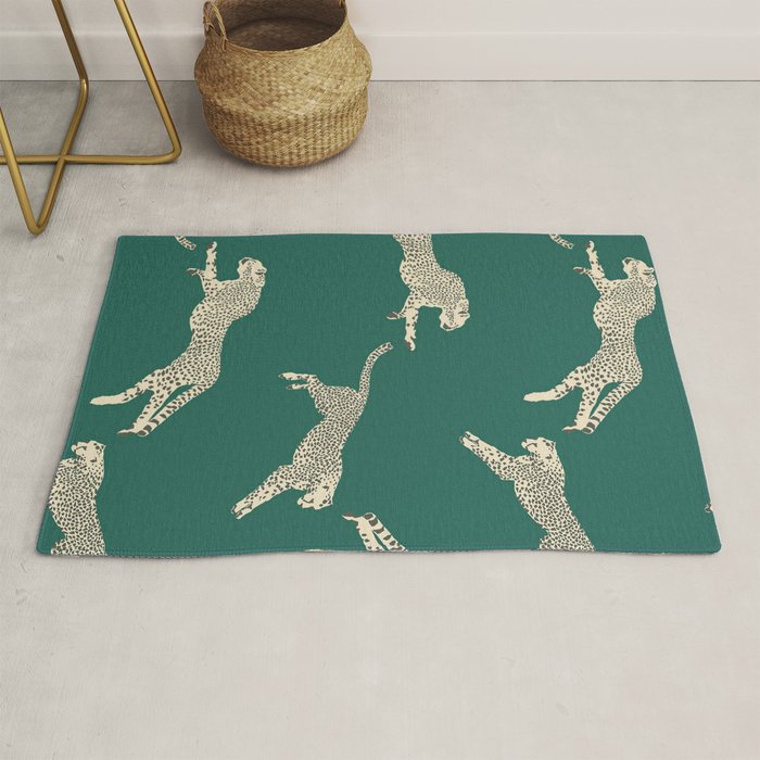 Leaping Cheetah Emerald Rug Gallery Image 1