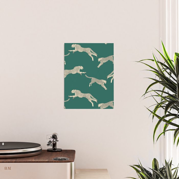 Leaping Cheetah Emerald Poster Gallery Image 2